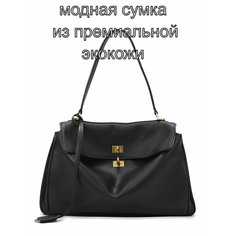 Сумка тоут КожаноFF, фактура гладкая, черный матовый