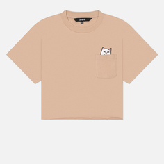 Женская футболка RIPNDIP Lord Nermal Cropped Baby Pocket, цвет бежевый, размер XS