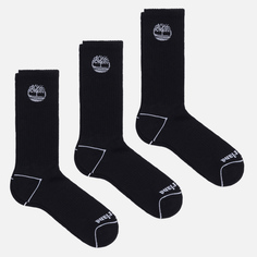 Комплект носков Timberland 3-Pack Bowden Full Cushion Crew Tree Logo, цвет чёрный, размер 40-43 EU