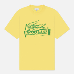 Мужская футболка Lacoste Printed Cotton Jersey, цвет жёлтый, размер S