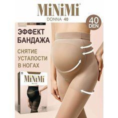 Колготки MiNiMi DONNA 40, 40 den, профилактический класс компресии, размер 4, caramello