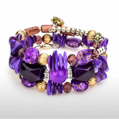 Жесткий браслет, агат, 1 шт., фиолетовый Beauty Charmes