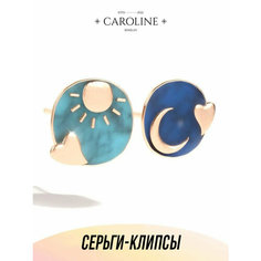 Серьги клипсы, пусеты Caroline Jewelry, акрил, размер 15 мм, золотой