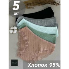 Трусы VIKKI., комплект из 5 шт., размер 44-46, черный, зеленый, голубой, коричневый, серый