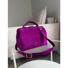 Сумка саквояж Shapely, фактура бархатистая, фиолетовая