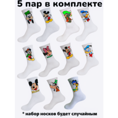Носки Amigobs Микки Маус и Том и Джерри, комплект, 5 пар, размер 36/41, белый