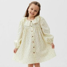 Платье Kaftan, размер 98/104, молочный/цветы