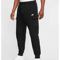 Брюки джоггеры NIKE M Sportswear Club Fleece cargo, размер S, Black/Black/White
