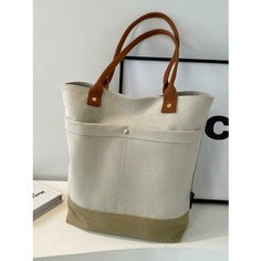 Сумка шоппер , фактура гладкая, белый Без бренда