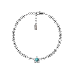 Браслет Oh Mary Did, жемчуг Swarovski синтетический, гематит, 1 шт., размер 16 см, размер one size, бирюзовый
