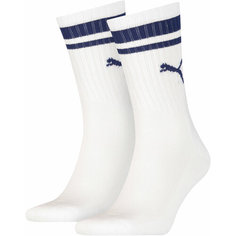 Носки PUMA CREW HERITAGE STRIPE 2P, комплект, 2 пары, размер 4346, белый/синий