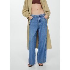 Джинсы широкие MANGO, размер 40 EU, темно-синий деним