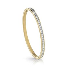 Жесткий браслет GUESS, кристалл, 1 шт., размер L, золотистый