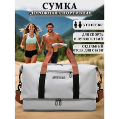 Сумка спортивная , 35 л, 25х28х46 см, ручная кладь, серебристый Нет бренда