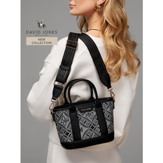 Сумка мессенджер DAVID JONES, фактура гладкая, черный