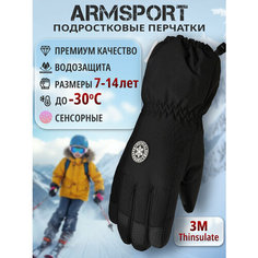 Перчатки ARMSPORT Зима-Демисезон для детей, размер 11-14 лет, черные
