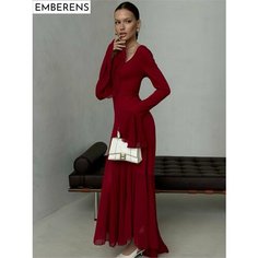 Платье EMBERENS Весна-лето 2025, размер L, бордовый