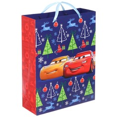 Пакет подарочный новогодний, 31х40х11 см, упаковка, тачки Disney