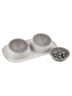 Миска для животных твикс макси 0,45 л + миска для медленого кормления 0,3 л , soft-touch, капучино 1 No Brand