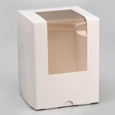 Коробка для 1 капкейк с окном, белая, 12.5×9.5×9.5 см No Brand