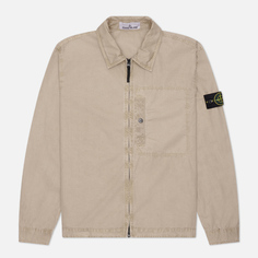 Мужская рубашка Stone Island Brushed Organic Cotton Canvas Old Effect Overshirt, цвет бежевый, размер S