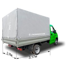 Тент 3,17х2,16х1,54 Стандарт для Газель Next, 6 люверсов, металлический борт, серый Master Tent