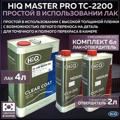 Полиуретановый прозрачный лак для автомобиля HIQ TC-2200 2:1 глянцевый, комплект со стандартным отвердителем CCH-200, 4л + 2л
