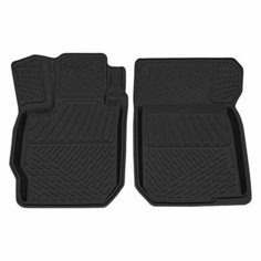 Коврик салонный резиновый (черный) для Nissan Almera ВАЗ (13-18) (передний ряд сидений) (Борт 4см) Rezkon