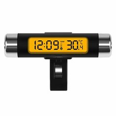 2 в 1, автомобильные цифровые ЖК-часы/дисплей температуры, электронные часы, термометр, автомобильные цифровые часы, автомобильный аксессуар, Yellow Screen Sikeo