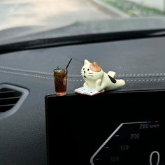 Новый милый мультяшный кот, украшение интерьера автомобиля, мини-фигурка кота и кофе, украшения для приборной панели автомобиля, автомобильные аксессуары, Style 5 нет