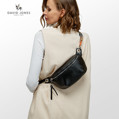 Сумка кросс-боди DAVID JONES, фактура плетеная, чёрный
