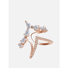 Кольцо Shine & Beauty, кристаллы Swarovski, безразмерное, ширина 10 мм, золотой