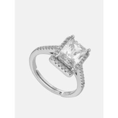 Кольцо Shine & Beauty, кристаллы Swarovski, безразмерное, ширина 15 мм, серебряный