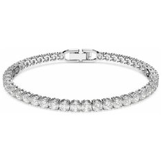 Браслет SWAROVSKI, кристаллы Swarovski, 1 шт., размер 16 см, размер M, диаметр 5.1 см, серебристый