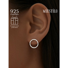 Серьги пусеты MIESTILO, серебро, 925 проба, родирование, размер 11 мм, длина 1.4 см, , серебристый