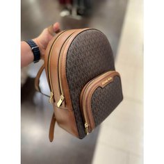 Рюкзак MICHAEL KORS Michael Kors Jaycee Medium Logo Backpack Brown, фактура гладкая, матовая, коричневый