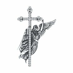Брошь Diamant, серебро, 925 проба, чернение, фианит