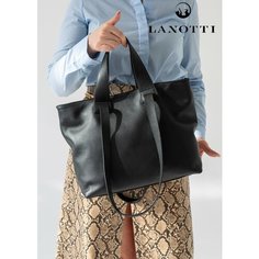 Сумка шоппер LANOTTI, фактура зернистая, черный