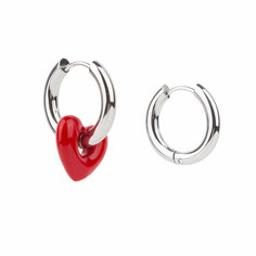 Серьги Hola Jewelry, эмаль, размер 18 мм, красный
