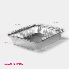 Набор форм из фольги для запекания и выпечки доляна, 1,04 л, 22,5×18×4,5 см, 2 шт