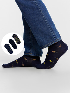 Носки мужские укороченные синие с узорами в наборе, 3 пары Mark Formelle