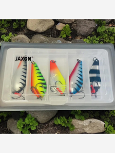 Блесны колебалки Атом 15 гр 6,5 см набор в коробке 16х9х4 см с поводками Jaxon, Мультицвет Profilux