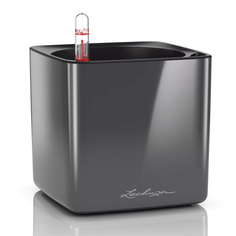 Кашпо Lechuza Cube Glossy антрацитовое блестящее 14 см