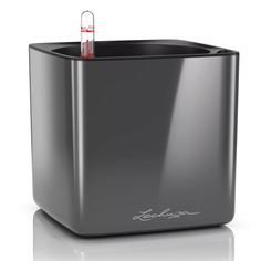 Кашпо Lechuza Cube Glossy антрацитовое блестящее 17 см