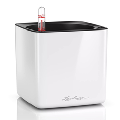 Кашпо Lechuza Cube Glossy белое блестящее 14 см