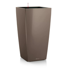 Кашпо с автополивом Lechuza "Cubico Complete taupe high gloss" , 40x40xH75 см Серо-коричневый блестящий