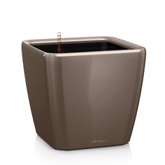 Кашпо с автополивом Lechuza "Quadro LS Complete taupe high gloss" , 35x35xH33 см Серо-коричневый блестящий