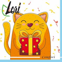 Салфетки Lori Comfort бумажные Кот с подарком 2х-слойные 33х33 см, 16 шт