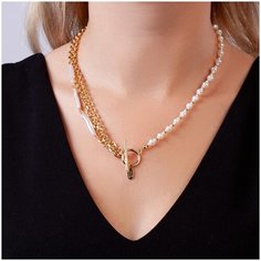 Колье Greenbird, жемчуг пресноводный культивированный, длина 50 см, белый/золотой