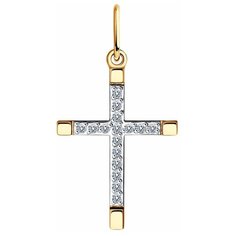 Подвеска Diamant, красное золото, 585 проба, фианит, размер 2.4 см., бесцветный